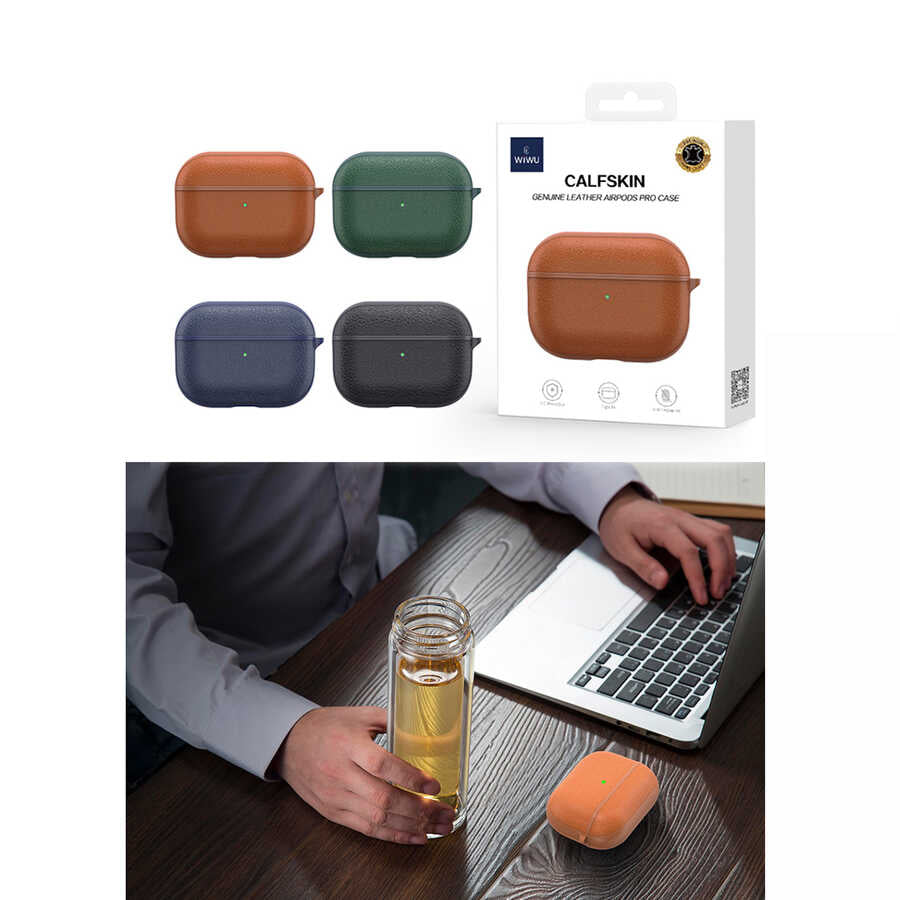 Apple Airpods 3.Nesil Kılıf Wiwu Calfskin Kılıf Yeşil