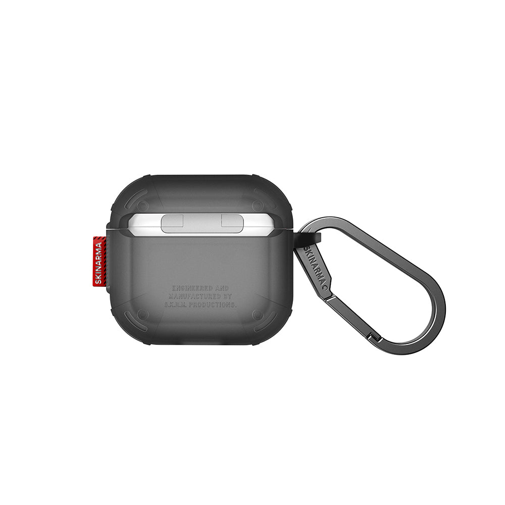 Apple Airpods 4 Kılıf Airbagli Yivli Köşe Tasarımlı 360 Derece Tam Koruma Skinarma Mecha CE Kılıf Siyah