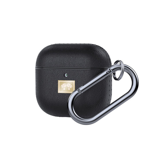 Apple Airpods 4 Kılıf Deri Görünümlü Askı Aparatlı Wlons Kılıf Siyah