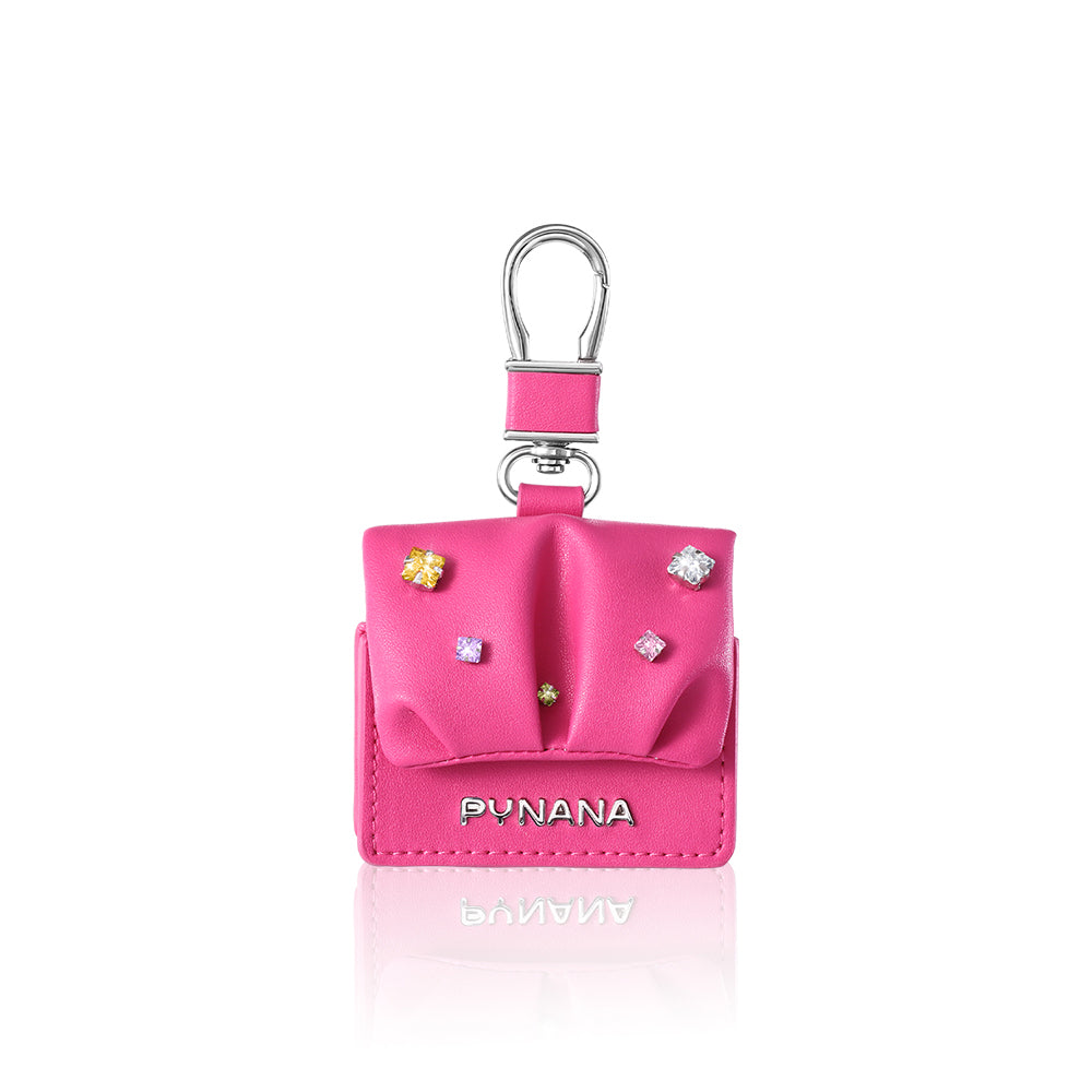 Apple Airpods 4 Kılıf PU Deri Çanta Tasarımlı Taşlı Pynana Sugar Cube Serisi Kapak Pembe