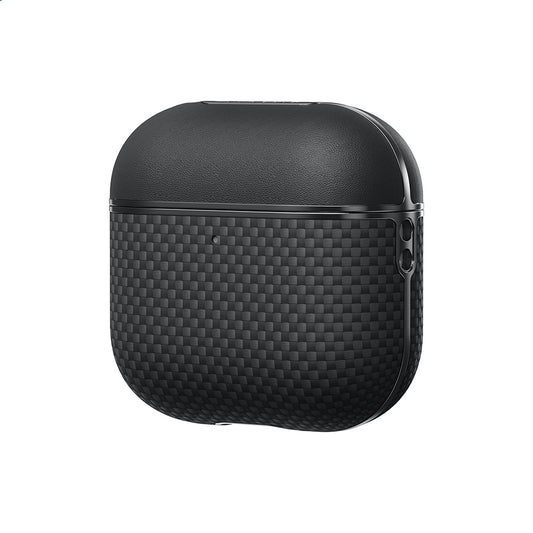 Apple Airpods Pro 2 Kılıf 1500D Aramid Fiber Pitaka Ultra-Slim Classic Serisi Black-Grey Twill Kapak Siyah-Gri