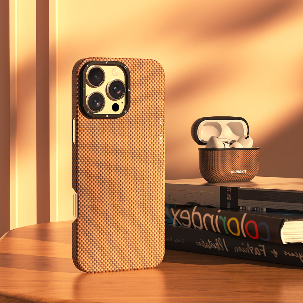 Apple Airpods Pro 2 Kılıf M-safe Şarj Özellikli Aramid Fiber Youngkit 1500D Kevlar Extreme Wing Serisi Kapak Siyah