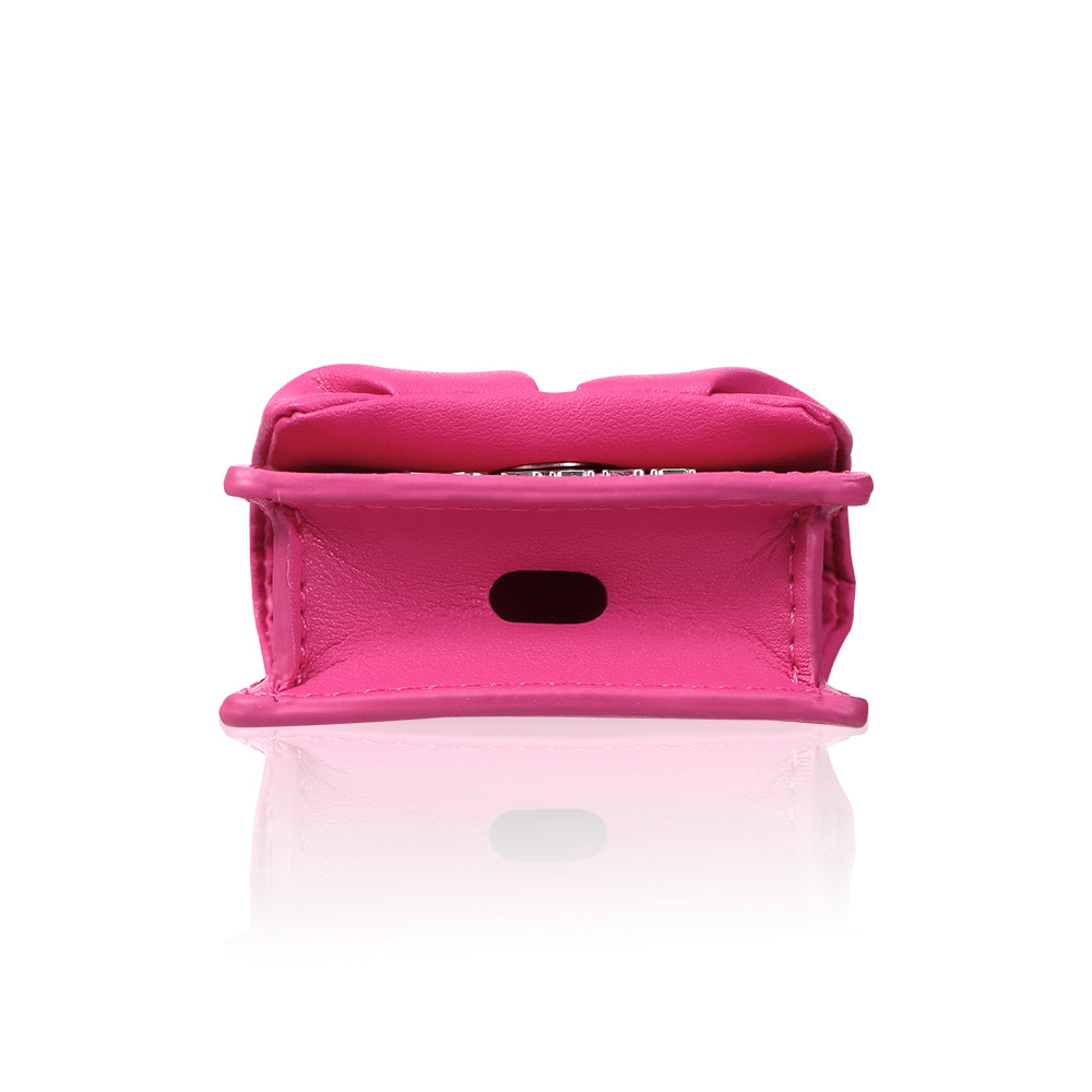 Apple Airpods Pro 2 Kılıf PU Deri Çanta Tasarımlı Taşlı Pynana Sugar Cube Serisi Kapak Bej