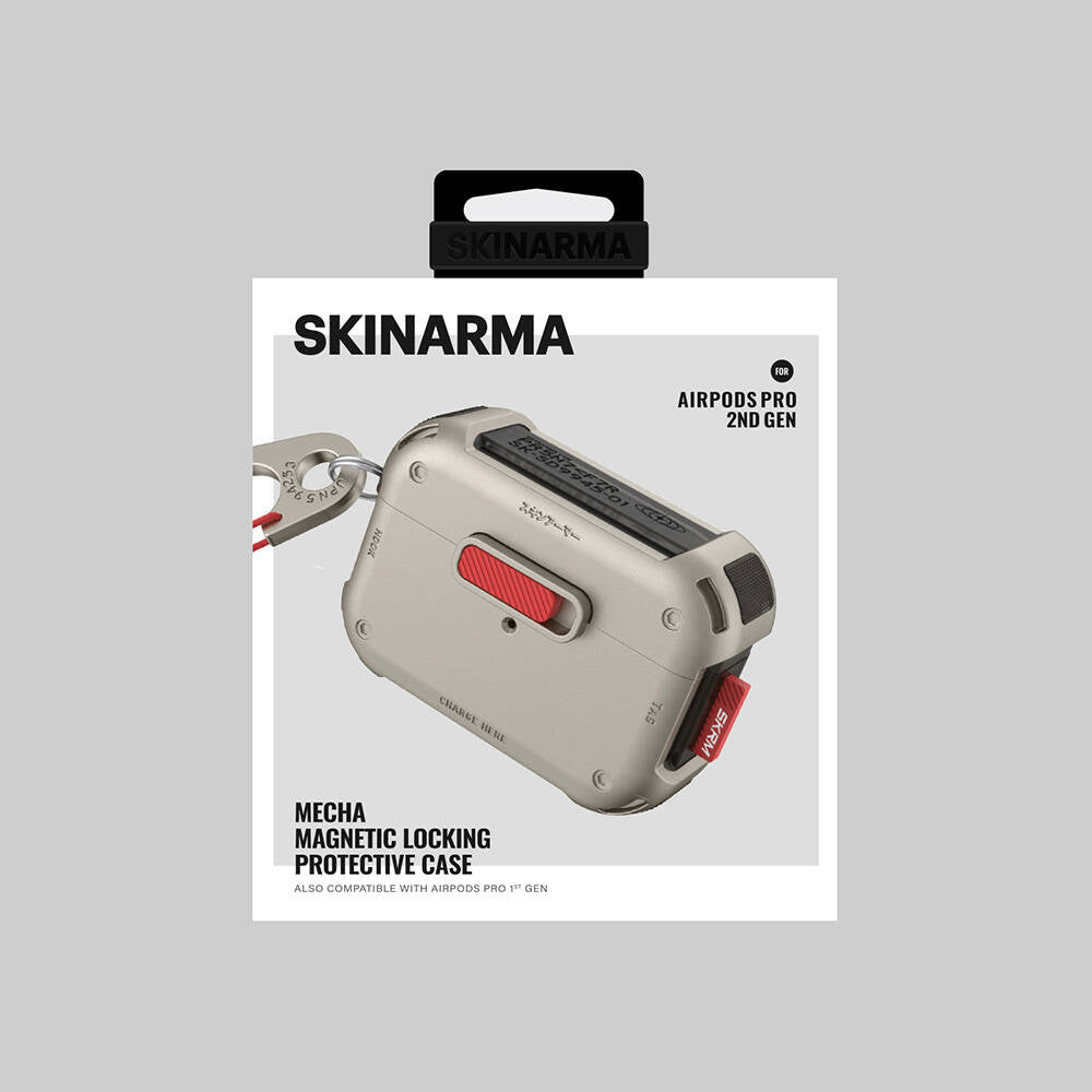 Apple AirPods Pro 2 Kılıf SkinArma Magnetik Kilitli Airbagli Tasarım Mecha Kılıf Gold