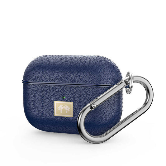 Apple Airpods Pro Kılıf Deri Görünümlü Askı Aparatlı Wlons Kılıf Lacivert