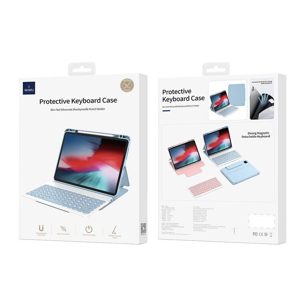 Apple iPad 10.9 2022 (10.Nesil) Wiwu Protective Gizli Kalem Bölmeli Klavyeli Kılıf Mavi