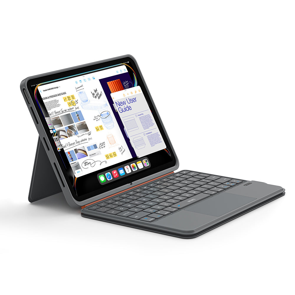 Apple iPad Air 10.9 2020 (4.Nesil) Wiwu MK-005 Combo 3in1 Kalem Bölmeli Klavyeli Standlı Kılıf