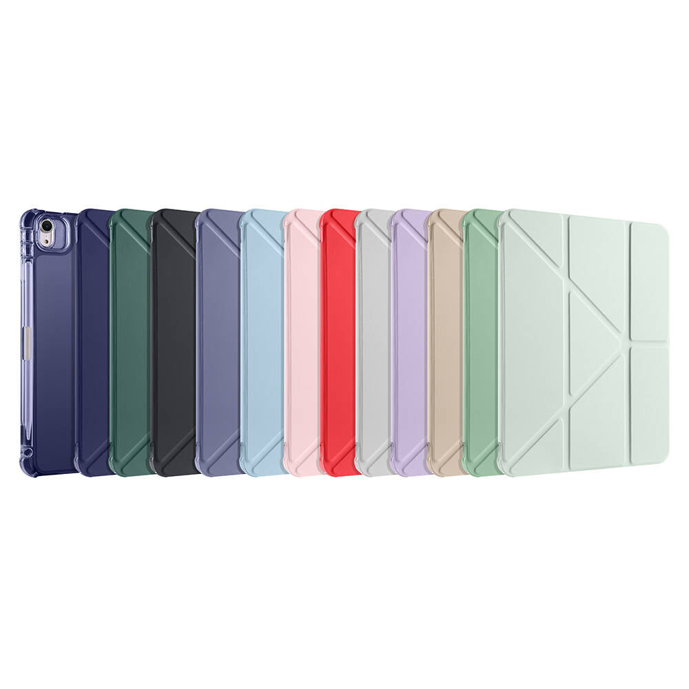 Apple iPad Air 11 2024 Kılıf Zore Tri Folding Kalem Bölmeli Standlı Kılıf Mavi
