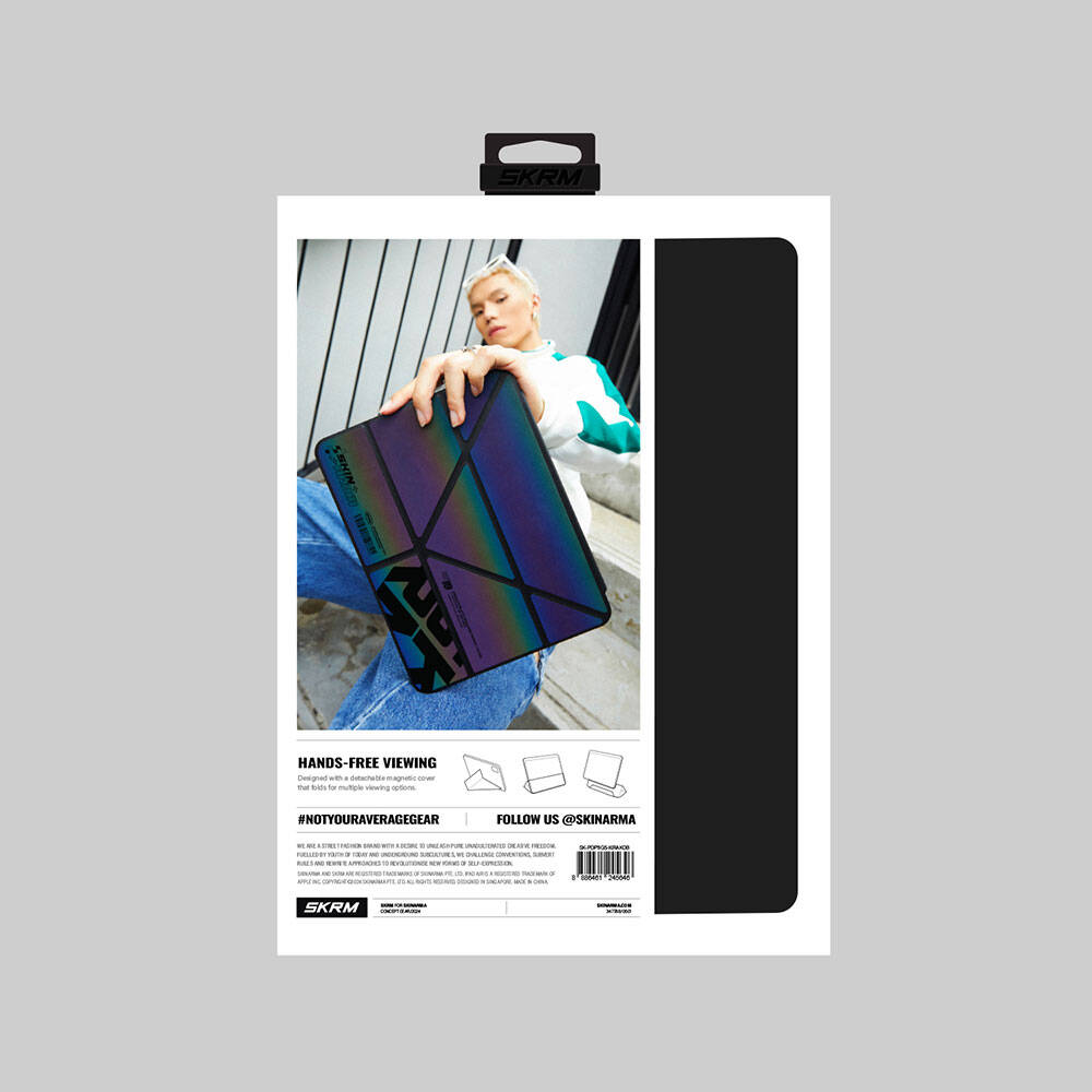 Apple iPad Air 13 2024 Kılıf SkinArma Holografik Tasarımlı Arkası Şeffaf Çıkarılabilir Magnetik Kira Kobai Kılıf Colorful