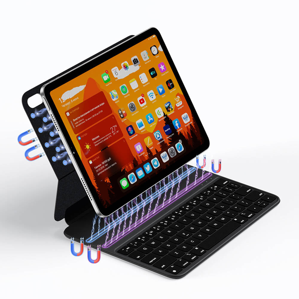 Apple iPad Pro 11 2018 Wiwu F16 Klavyeli Standlı Magnetik Kılıf Siyah