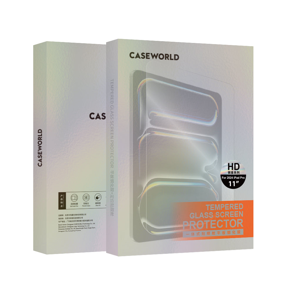 Apple iPad Pro 11 2024 CaseWorld Steel Shield Serisi Temperli Cam Ekran Koruyucu + Uygulama Aparatı Şeffaf