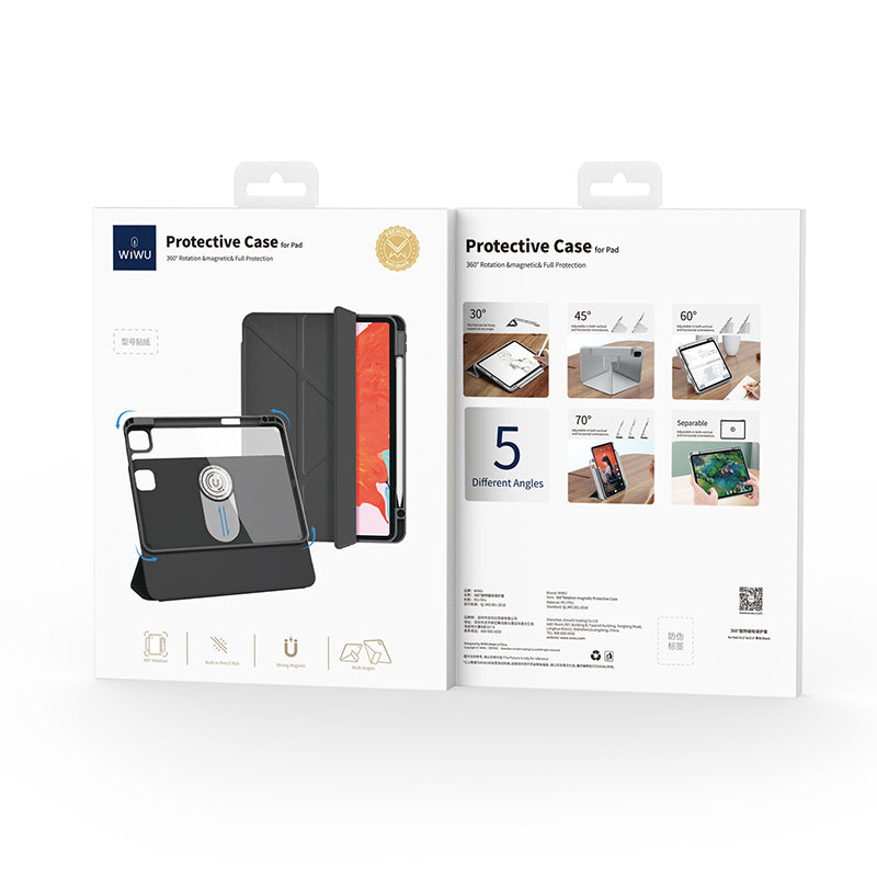 Apple iPad Pro 11 2025 M5 Wiwu 360° Dönebilen Standlı Magnetik Koruyucu Tablet Kılıfı Pembe