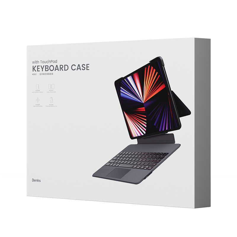 Apple iPad Pro 12.9 2018 (3.Nesil) Benks KB02 Kablosuz Klavyeli Kılıf Gri