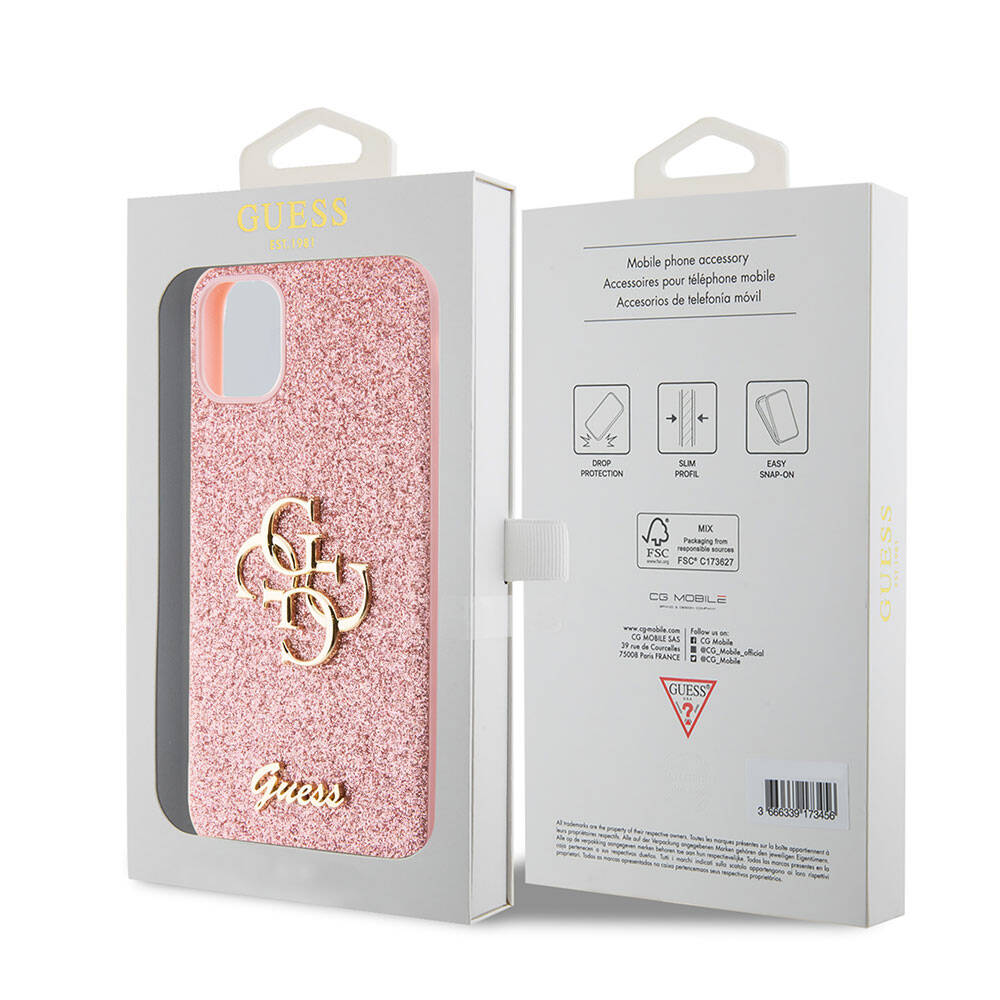 Apple iPhone 11 Kılıf Guess Orjinal Lisanslı 4G Büyük Metal Logolu Glitter Kapak Siyah