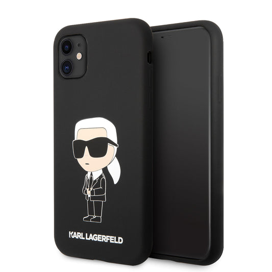 Apple iPhone 11 Kılıf Karl Lagerfeld Silikon Karl Dizayn Kapak Beyaz