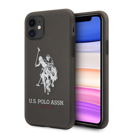 Apple iPhone 11 Kılıf U.S. POLO ASSN. Transparan Silikon Büyük Logo Dizayn Kapak Siyah