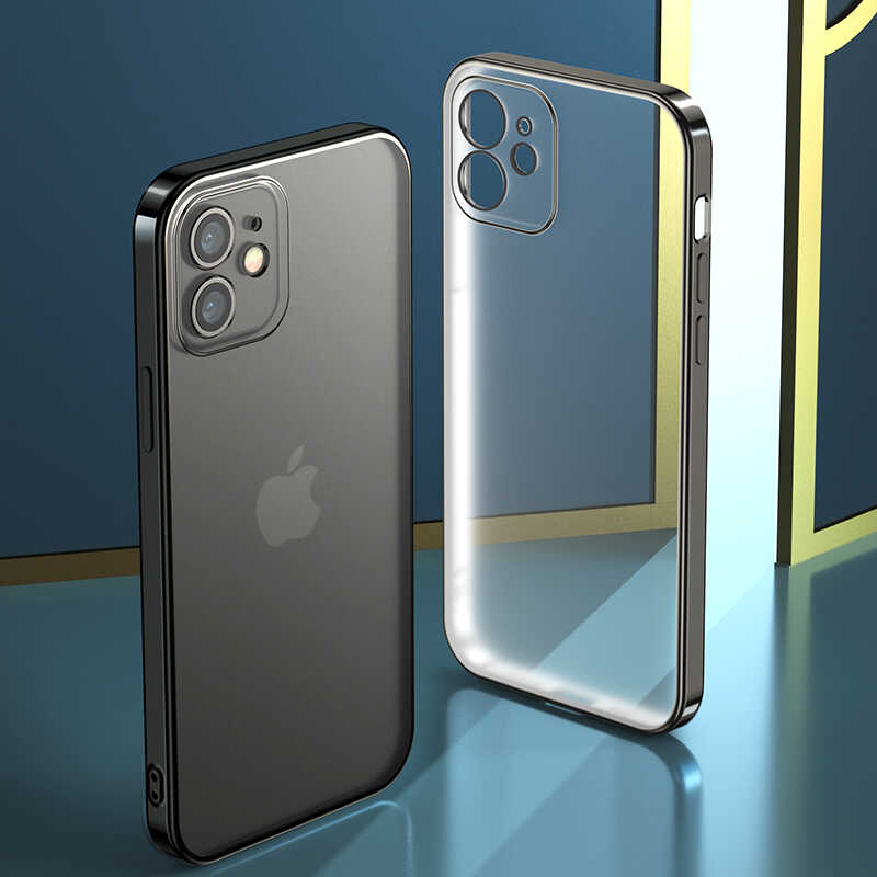 Apple iPhone 12 Benks Matte Electroplated TPU Kapak Siyah
