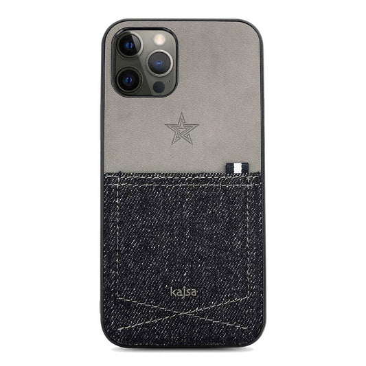 Apple iPhone 12 Pro Max Kılıf Kajsa Denim Kapak Mavi Açık