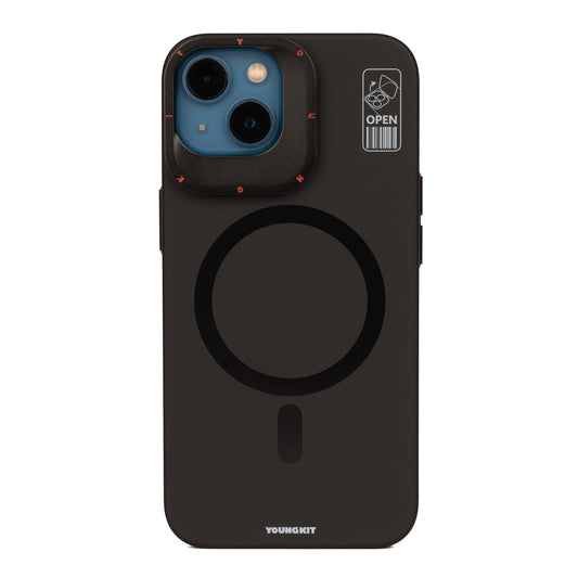 Apple iPhone 13 Kılıf M-safe Şarj Özellikli Standlı YoungKit Hermit Bracket Serisi Kapak Beyaz