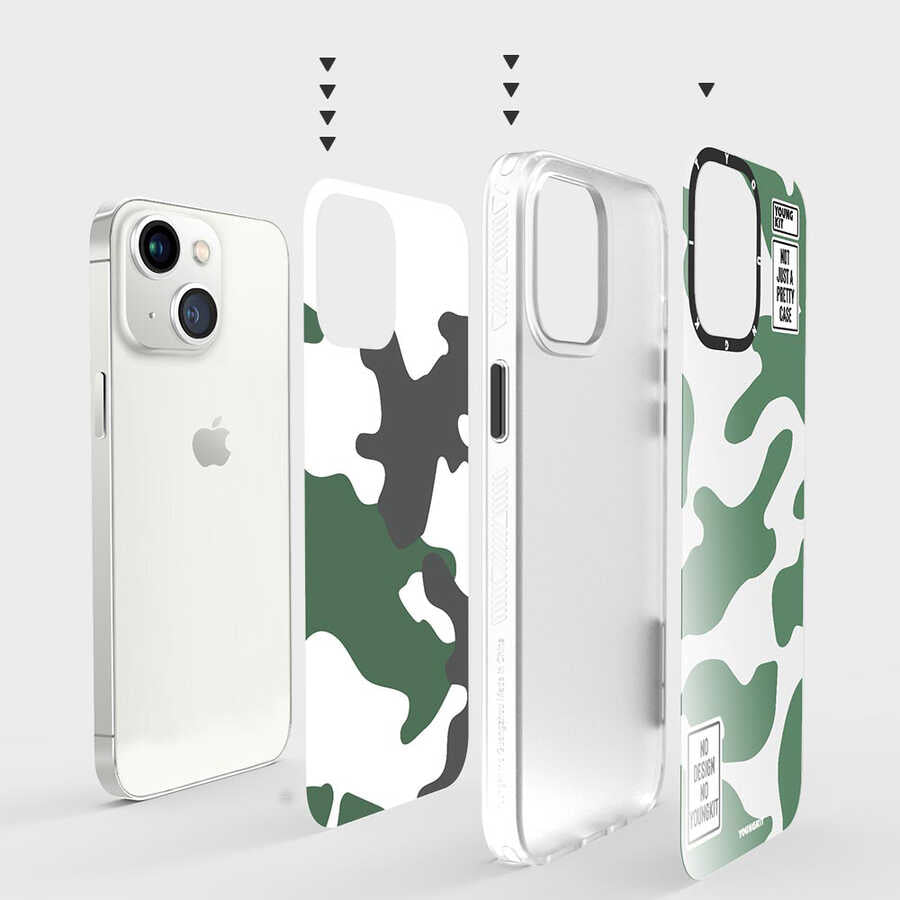 Apple iPhone 13 Kılıf YoungKit Kamuflaj Serisi Kapak Mavi