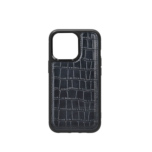Apple iPhone 13 Mini Kılıf Wiwu Croco Pattern Calfskin Orjinal Deri Kapak Kahverengi