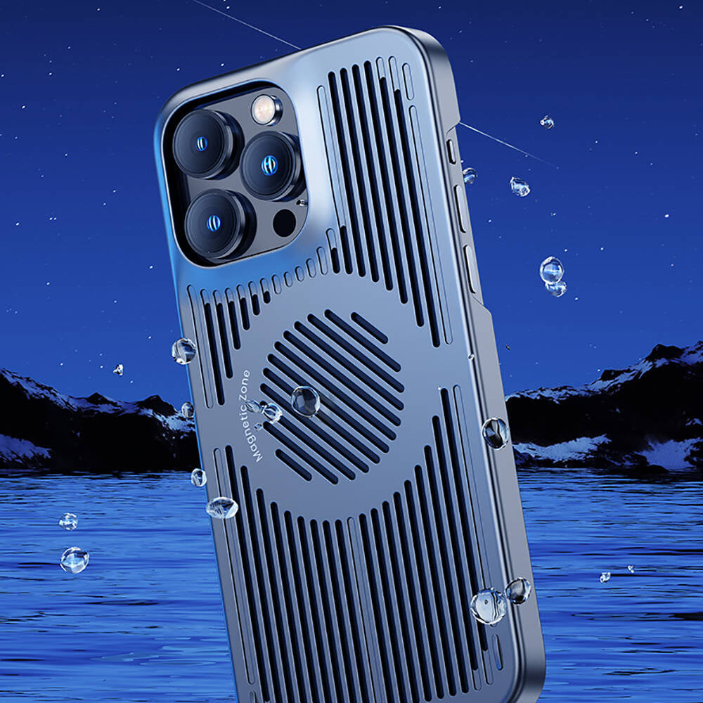 Apple iPhone 14 Kılıf M-safe Şarj Özellikli Soğutucu Benks Biliz Kapak Gri
