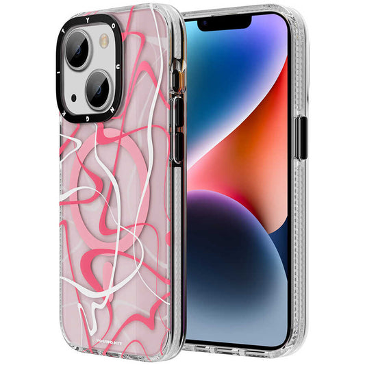 Apple iPhone 14 Kılıf M-safe Şarj Özellikli Youngkit Water-Ink Serisi Kapak Siyah