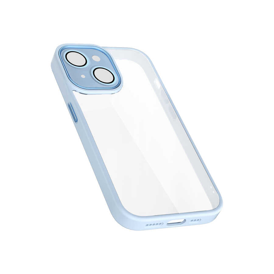 Apple iPhone 14 Kılıf Wiwu VCC-104 Lens Korumalı Renkli Kenar Arkası Şeffaf Vivid Clear Kapak Siyah