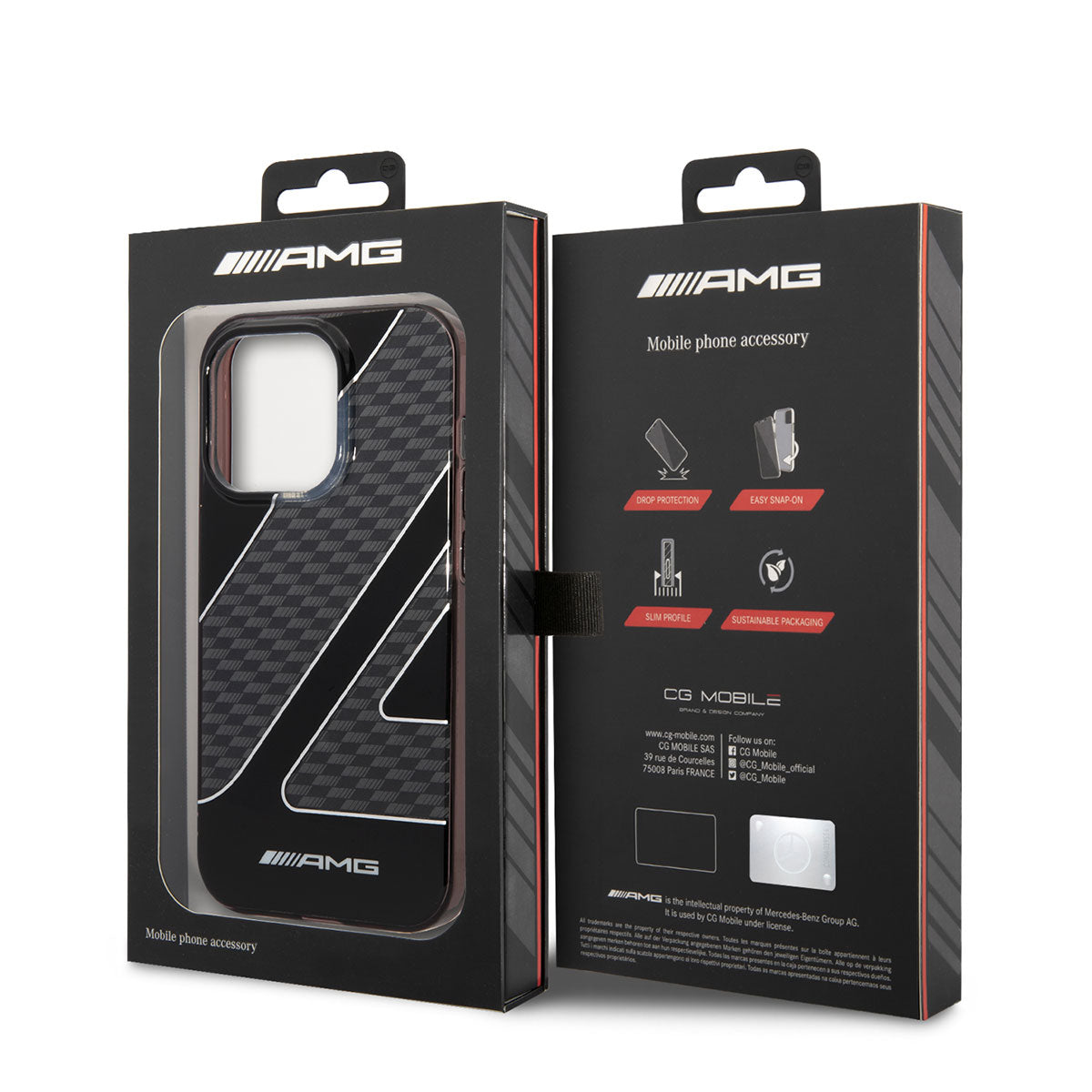 Apple iPhone 14 Pro Kılıf AMG Transparan Çift Katmanlı Damalı Bayrak Dizayn Kapak Siyah