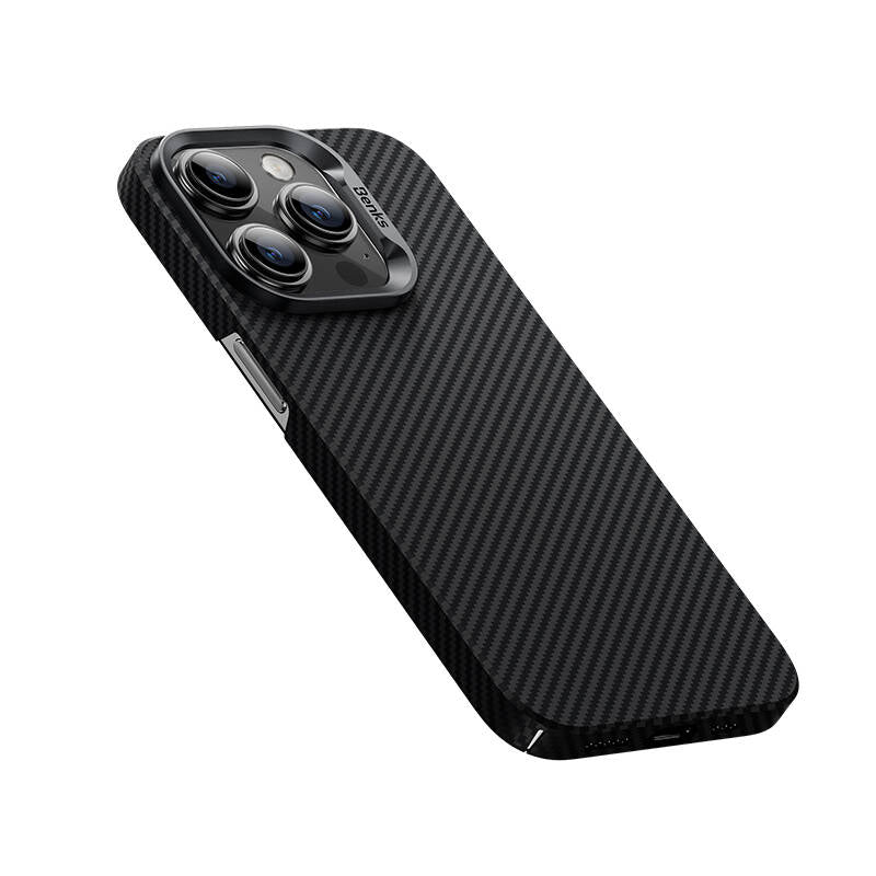 Apple iPhone 14 Pro Kılıf M-safe Şarj Özellikli Karbon Fiber Benks MFM Lisanslı 600D Essential Kevlar Kapak Siyah