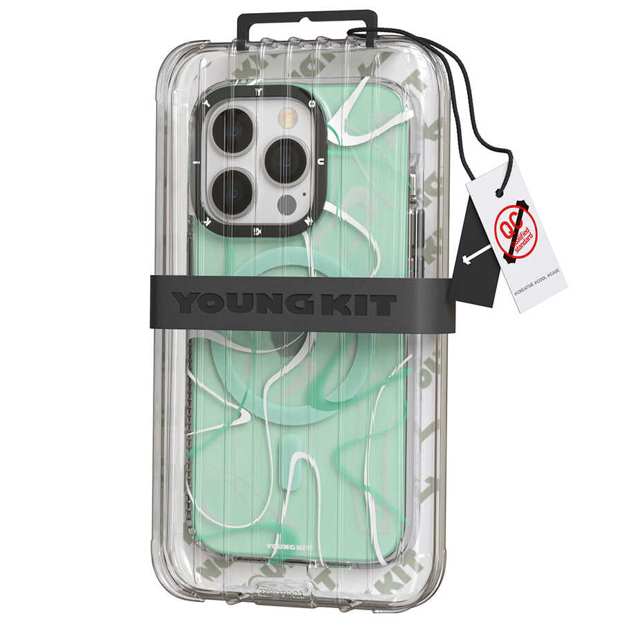 Apple iPhone 14 Pro Kılıf M-safe Şarj Özellikli Youngkit Water-Ink Serisi Kapak Kırmızı