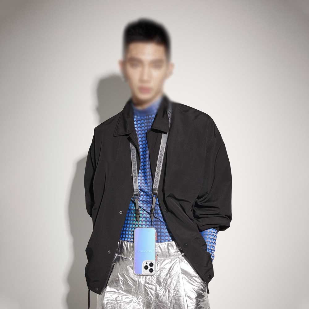 Apple iPhone 14 Pro Kılıf SkinArma Şeffaf Airbag Tasarımlı Boyun Askılı Kiru Kapak Colorful