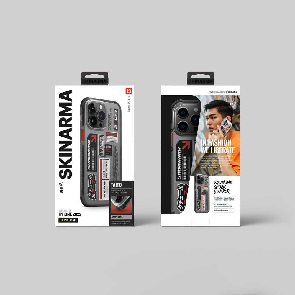 Apple iPhone 14 Pro Kılıf SkinArma Şeffaf Desenli Airbag Tasarımlı Taito Kapak Füme