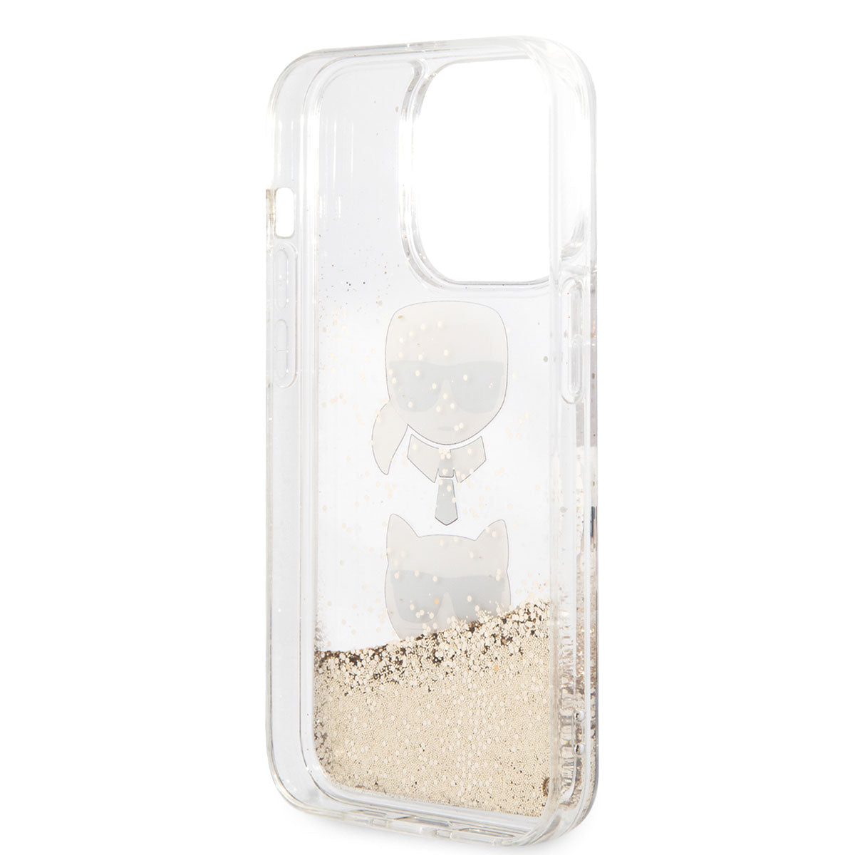 Apple iPhone 14 Pro Max Kılıf Karl Lagerfeld Sıvılı Simli K&C Head Dizayn Kapak Gümüş