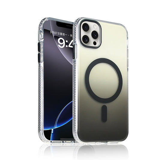 Apple iPhone 14 Pro Max Kılıf M-safe Şarj Özellikli Transparan Renk Geçişli Zore Toros Kapak Gold