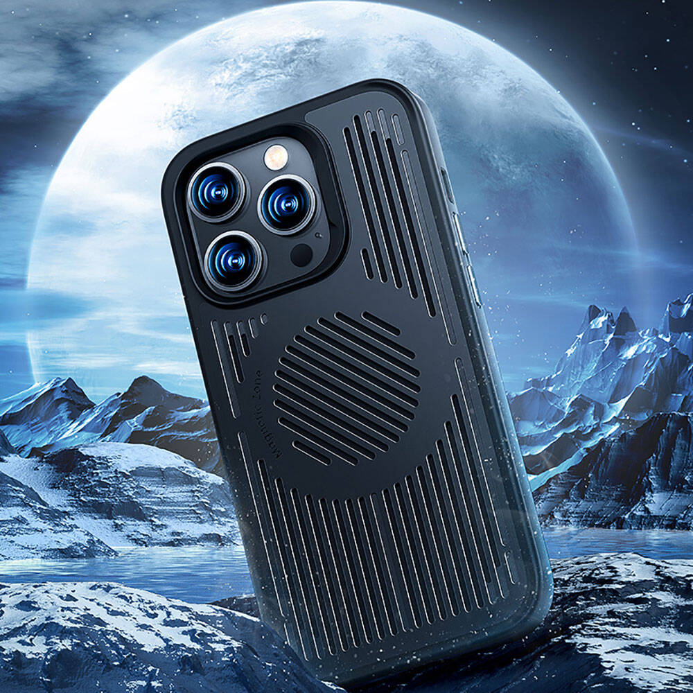 Apple iPhone 14 Pro Max Kılıf M-safe Şarj Özellikli Düşme Dirençli Soğutucu Benks Biliz Kapak Siyah