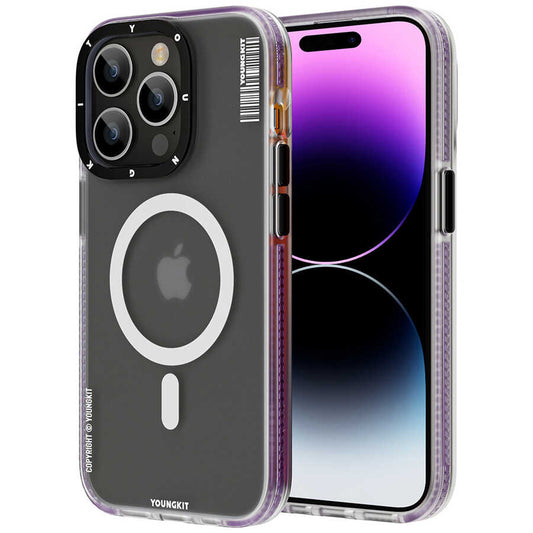 Apple iPhone 14 Pro Max Kılıf M-safe Şarj Özellikli Youngkit Jane Sand Serisi Kapak Derin Mor