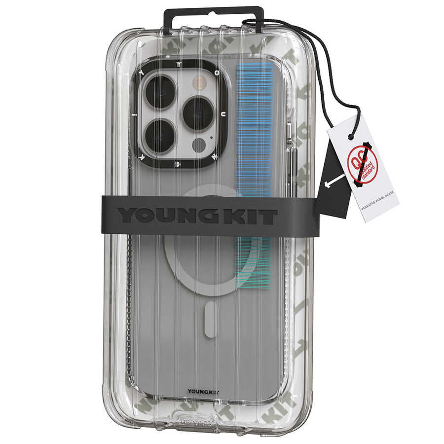 Apple iPhone 14 Pro Max Kılıf M-safe Şarj Özellikli Youngkit Pure Serisi Kapak Gri