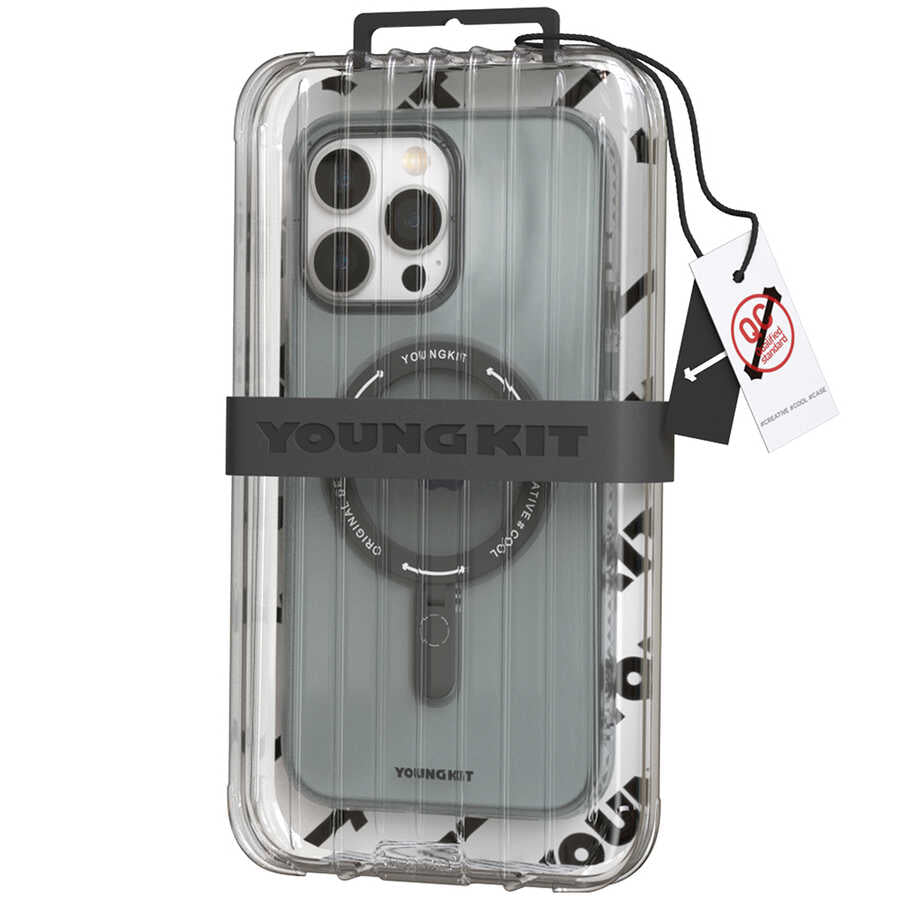 Apple iPhone 14 Pro Max Kılıf M-safe Şarj Özellikli Youngkit Rock Serisi Kapak Mavi