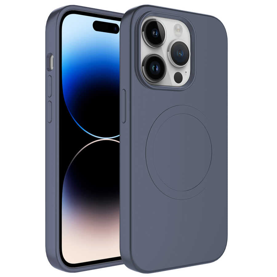 Apple iPhone 14 Pro Max Kılıf M-safe Wireless Şarj Özellikli Pastel Renk Silikon Zore Plas Kapak