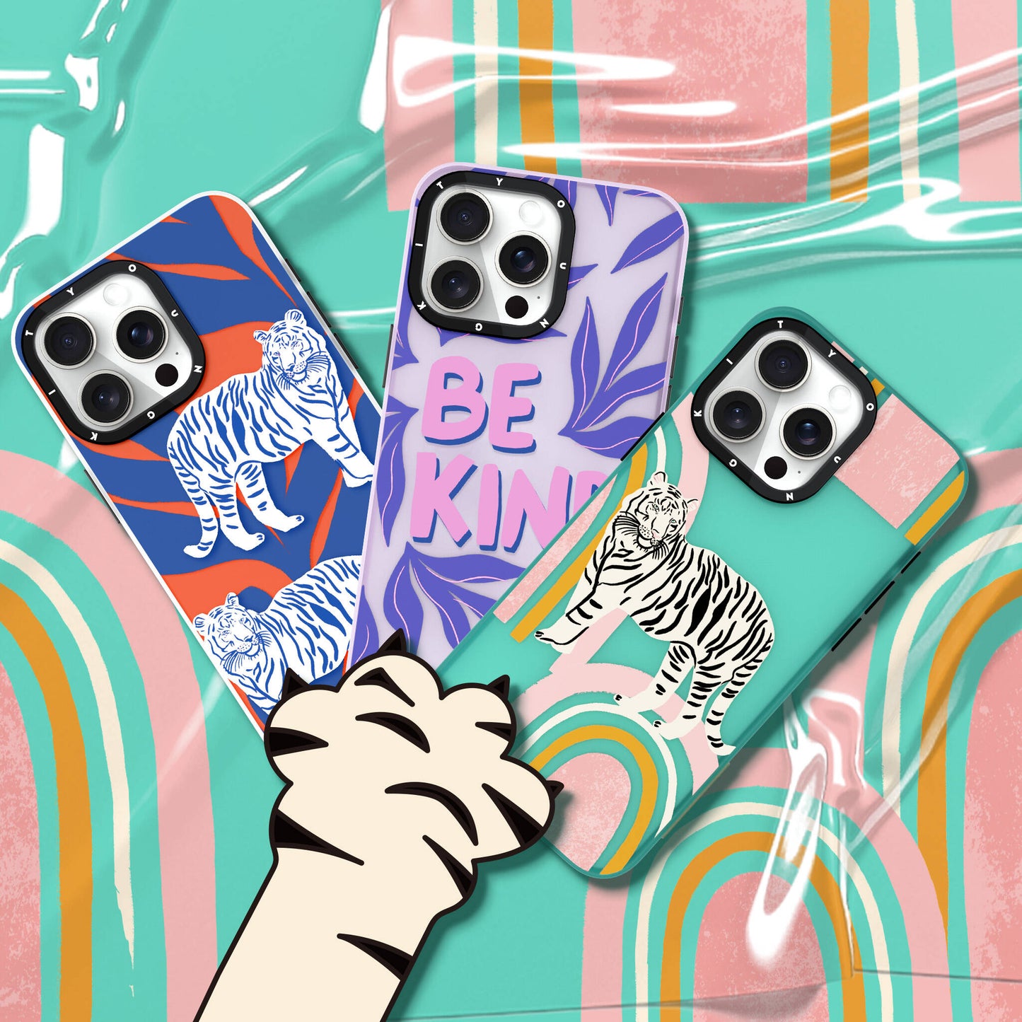 Apple iPhone 14 Pro Max Kılıf Tara Reed Tasarımlı Youngkit Tiger Rhyme Kapak Mor