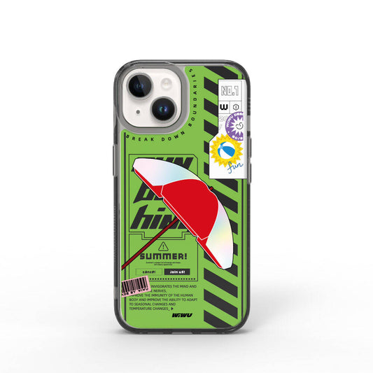 Apple iPhone 15 Kılıf Çift Katman Desenli Wiwu Summer Serisi Kapak Mavi