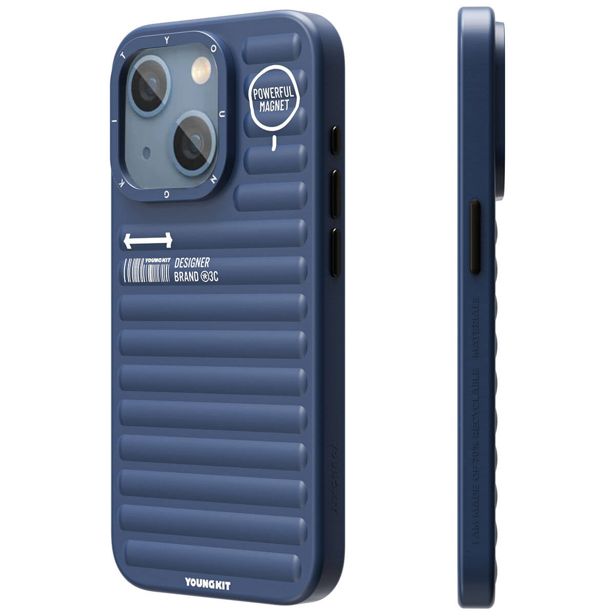 Apple iPhone 15 Kılıf Mat Renkli Tasarım YoungKit Original Serisi Kapak Mavi