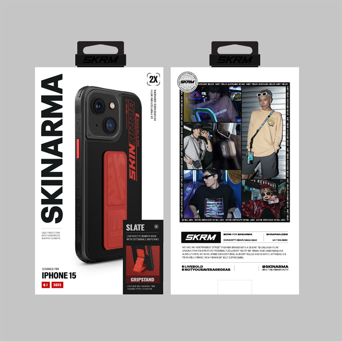 Apple iPhone 15 Kılıf SkinArma Standlı Deri Görünümlü Slate Kapak Turuncu