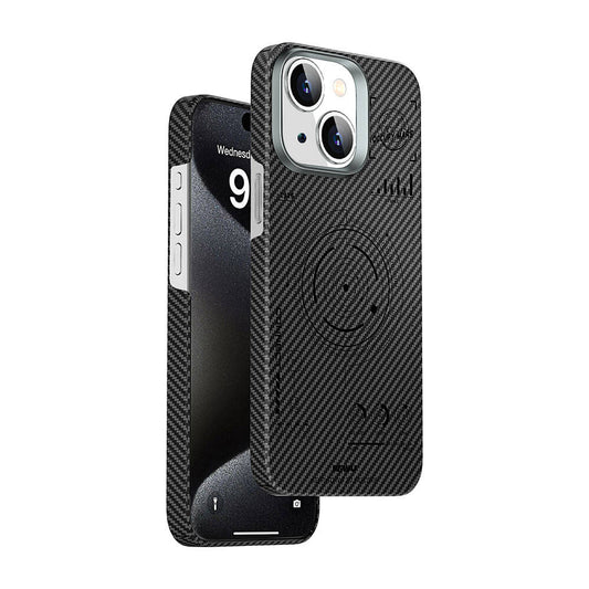 Apple iPhone 15 Kılıf Wiwu HHX-016 Karbon Fiber 600D Mars Kevlar Kapak Siyah