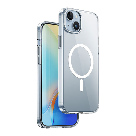 Apple iPhone 15 Kılıf Wiwu ZYS-013 M-safe Şarj Özellikli Renkli Kamera Çerçeveli Şeffaf Jelly Kapak Beyaz