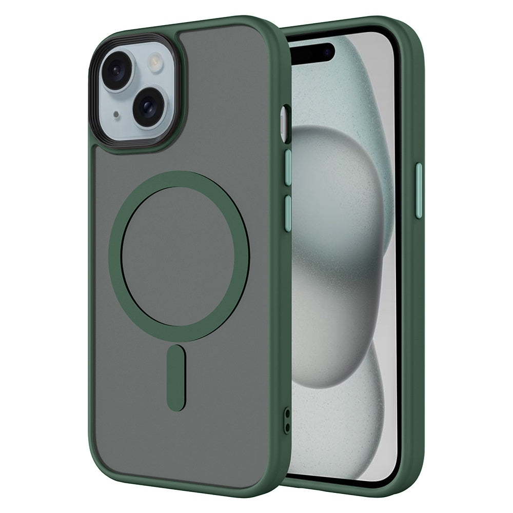 Apple iPhone 15 Plus Kılıf Mat Arka Yüzey Wireless Şarj Özellikli Zore Flet M-safe Kapak
