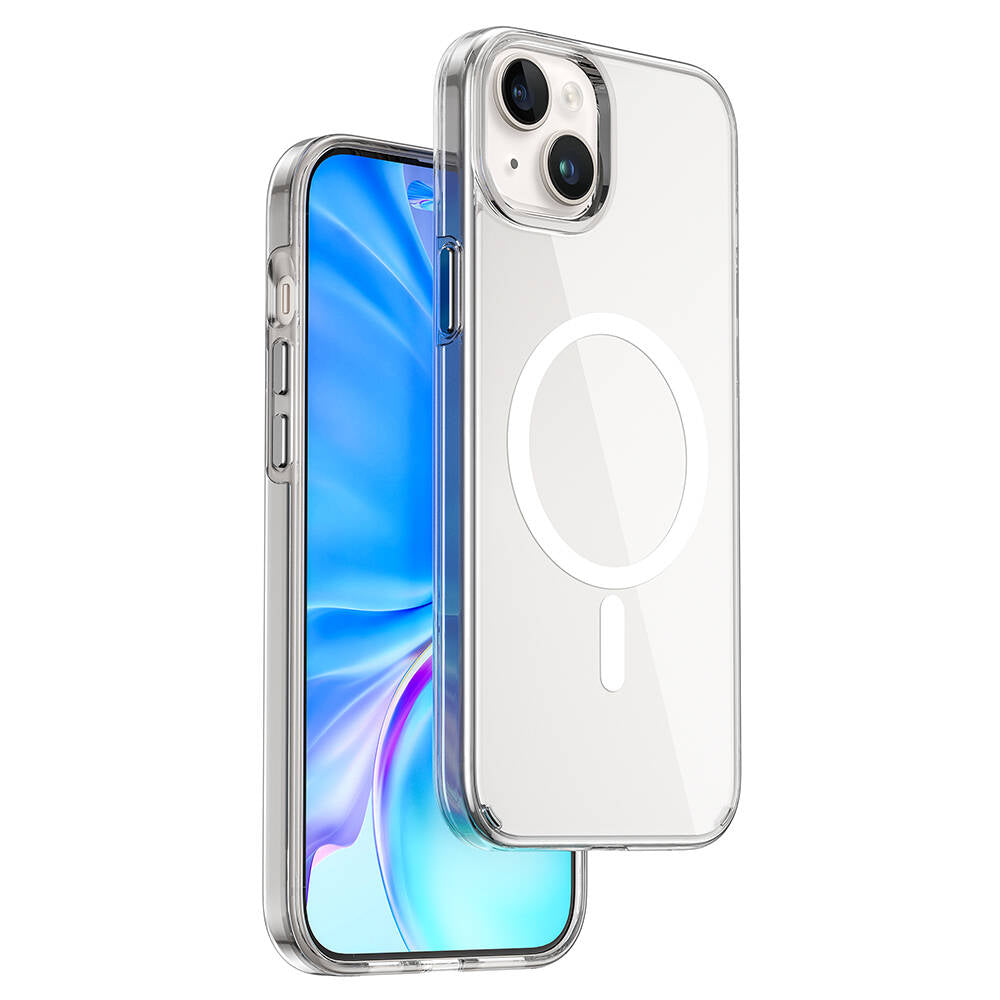 Apple iPhone 15 Plus Kılıf Wiwu BC-022 M-safe Şarj Özellikli Şeffaf Transparan Kapak Renksiz