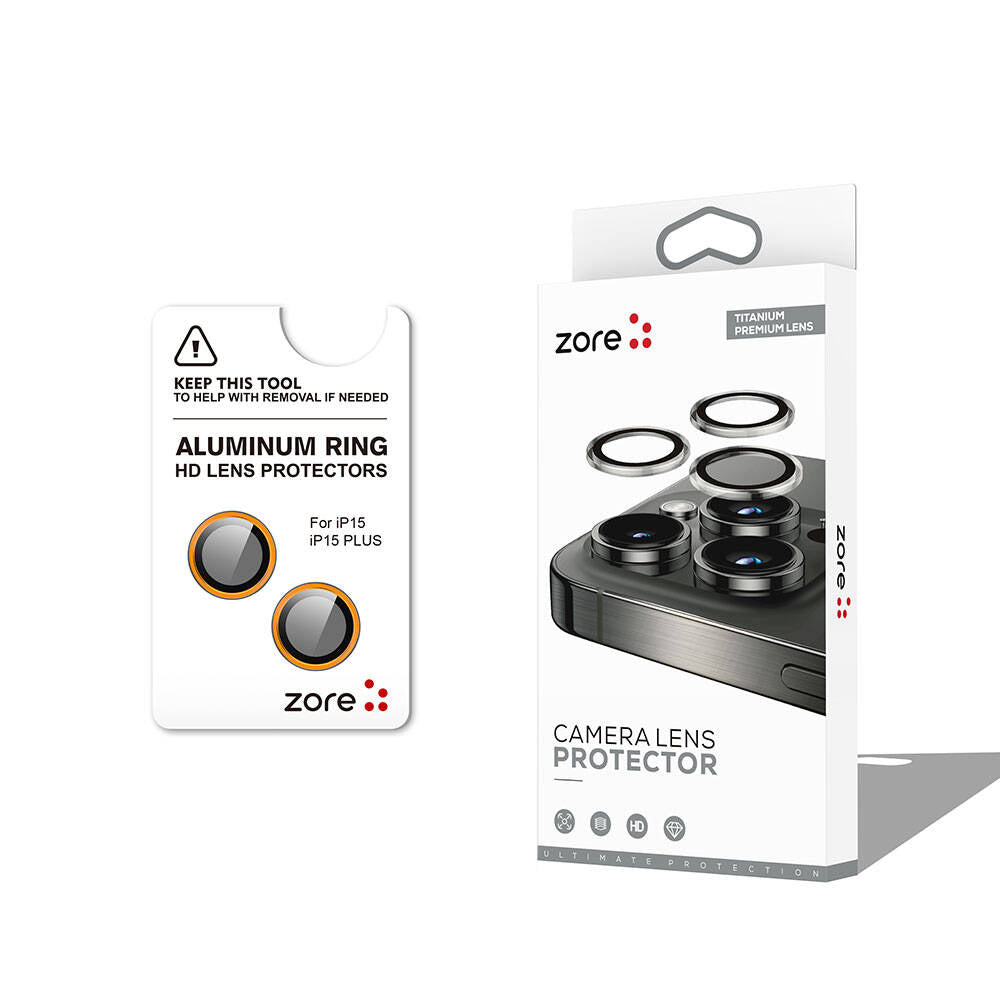 Apple iPhone 15 Plus Zore CL-12 Premium Safir Parmak İzi Bırakmayan Anti-Reflective Kamera Lens Koruyucu Turuncu