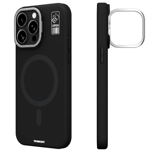 Apple iPhone 15 Pro Kılıf M-safe Şarj Özellikli Kamera Standlı Youngkit Bitty Cream Kapak